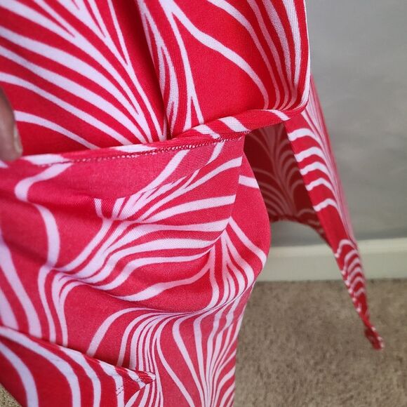 Chicos Travelers Classic Graceful Lines Printed Halter Maxi Dress Chinese Red 0 - Picture 9 of 13